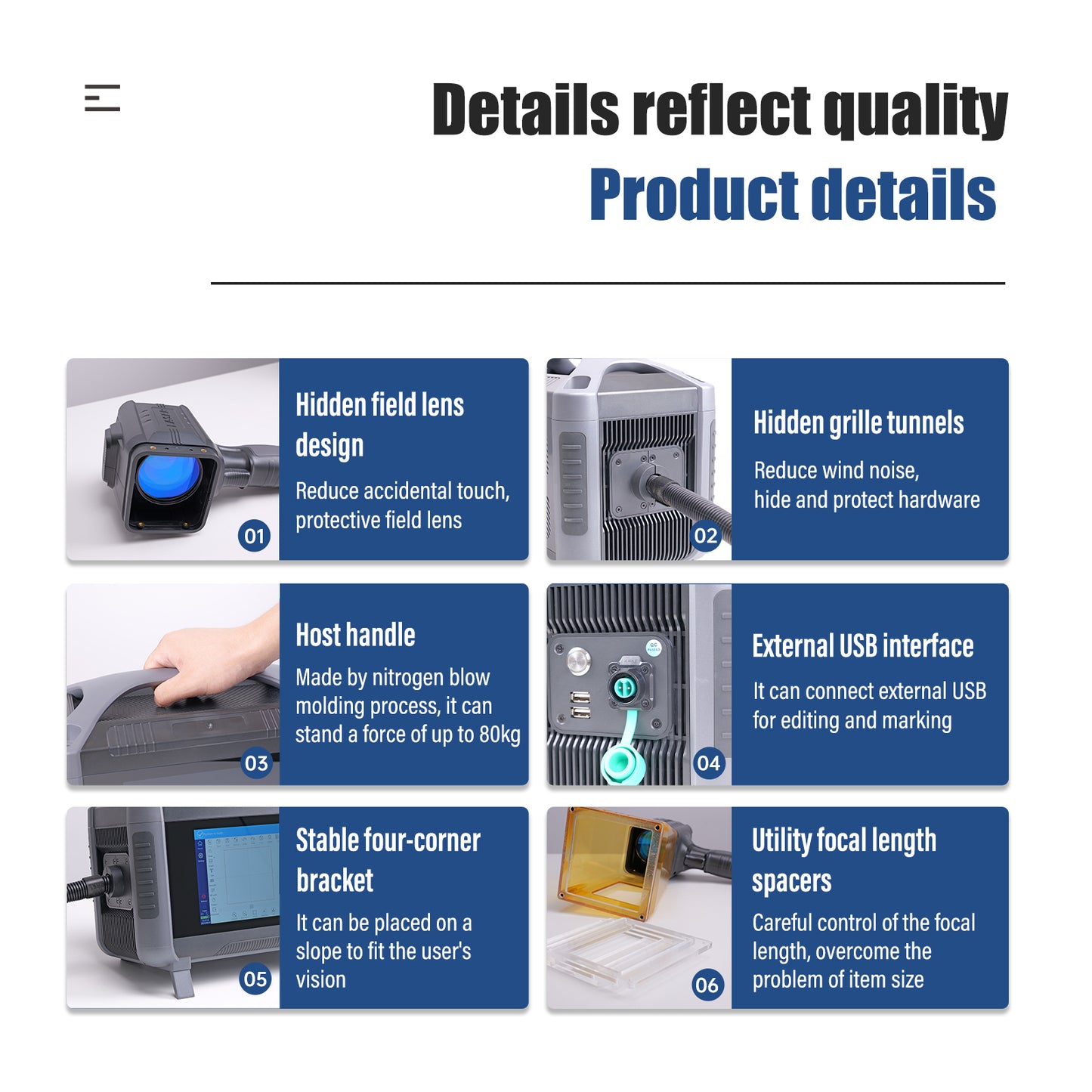 Fiber Laser Engraver Portable Handheld Laser Marking Machine 20W 30W 50W Engraving 70/100mm Linux System 8 Core Professor Laser Engraving Machine for Metal and Non-Metal