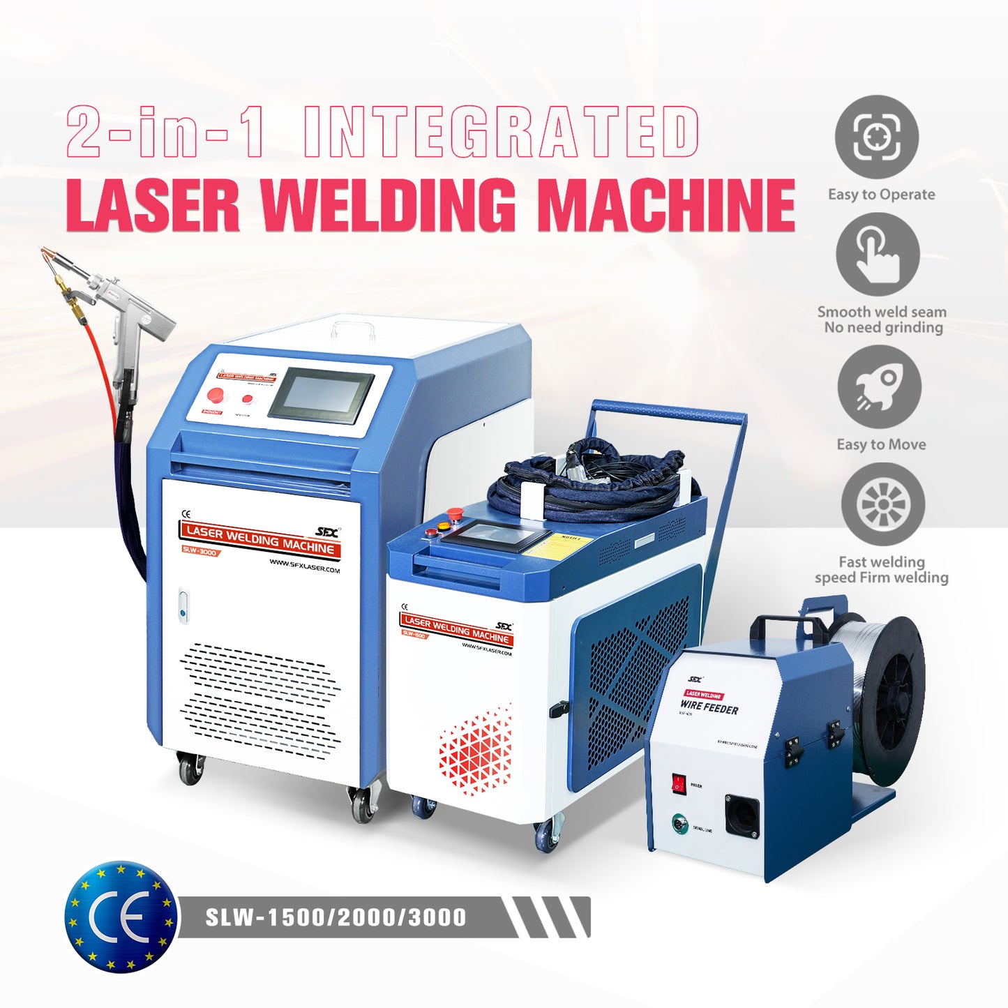 US Stock Handheld Laser Welding Machine SFX SLW 1500W 2000W 3000W 2 in 1 Fiber Portable Welder with Auto Wire Feeder Suitable for Metal/Stainless Steel /Aluminum