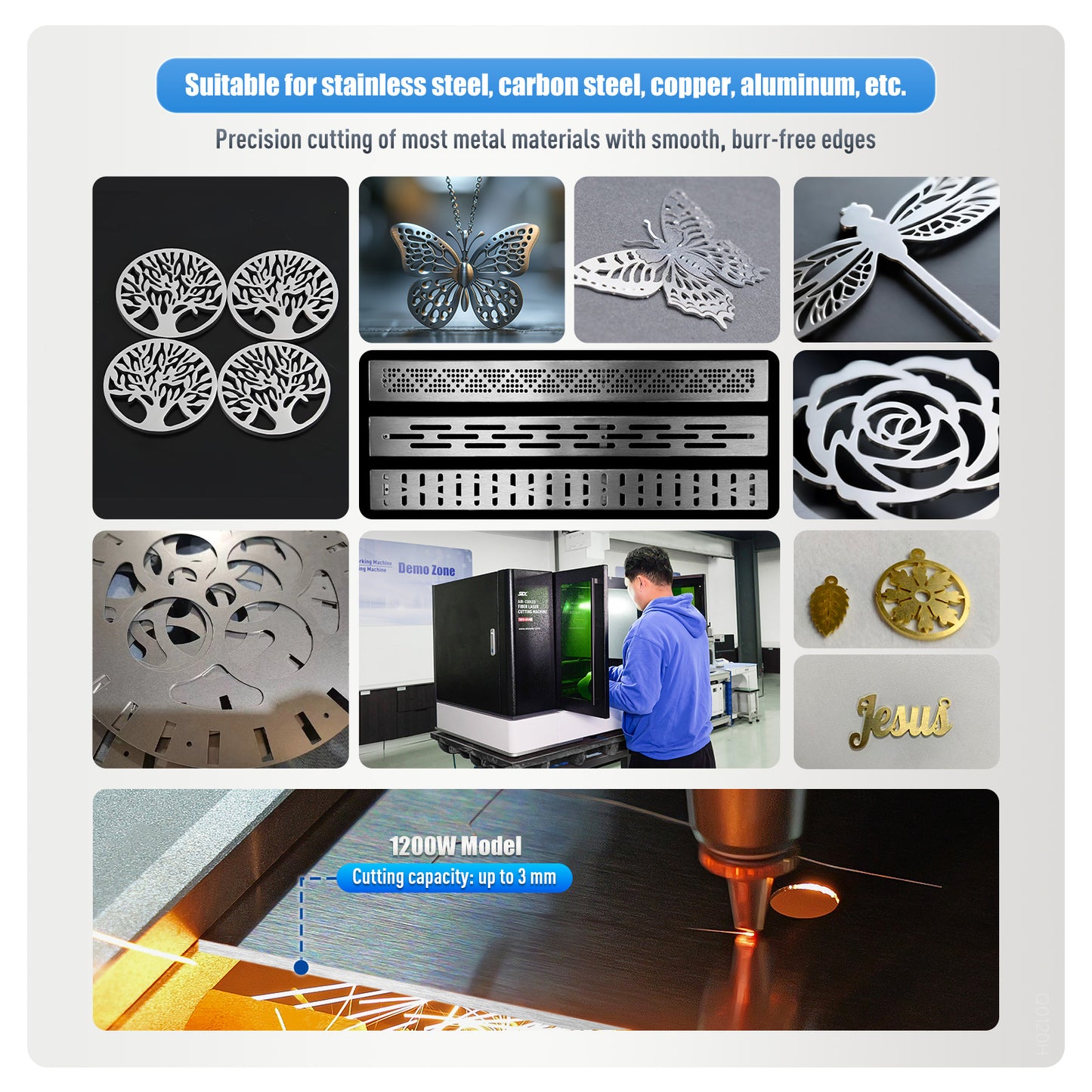 SFX 2030 Air-Cooled Precise Fiber Laser Cutting Machine (1200W 1500W 2000W 3000W) for Stainless Steel, Aluminum, Copper, High-reflection Resistant Materials