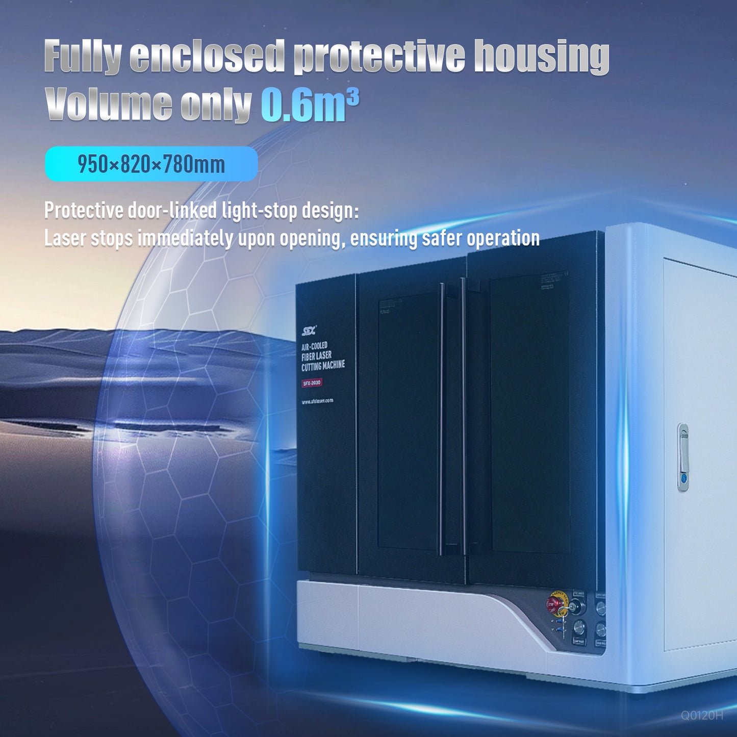 SFX 2030 Air-Cooled Precise Fiber Laser Cutting Machine (1200W 1500W 2000W 3000W) for Stainless Steel, Aluminum, Copper, High-reflection Resistant Materials