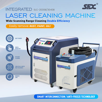 SFX SLC 2000W/3000W IoT Fiber Laser Cleaner with Double-Wobble Technology, 300*60mm Wide Scan & Anti-Freeze System for Rust, Paint and Oil Removal