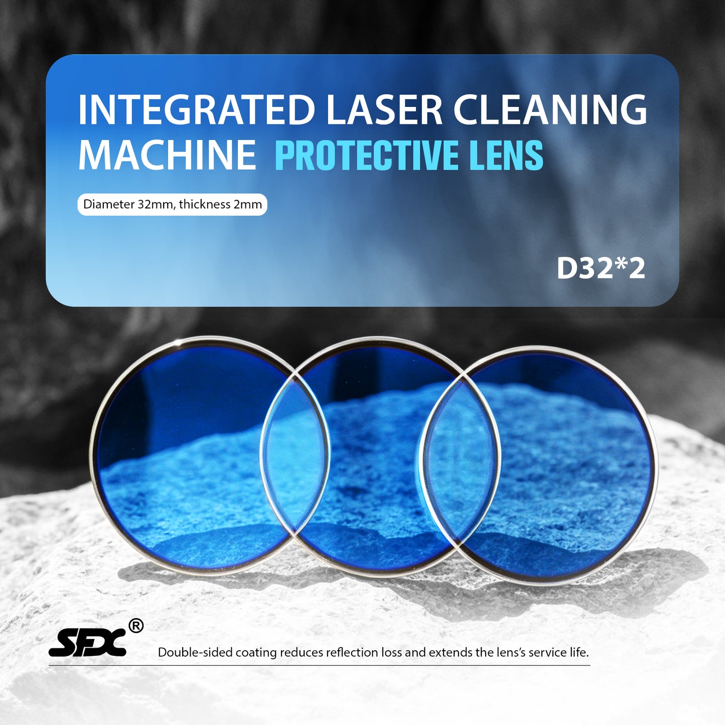 Protective Lens 3PCS/10PCS for Handheld Laser Cleaning Machine Diameter 32mm Thickness 2mm Suitable for SLC-2030B/3040B  Continuous Double-Wobble Laser Head