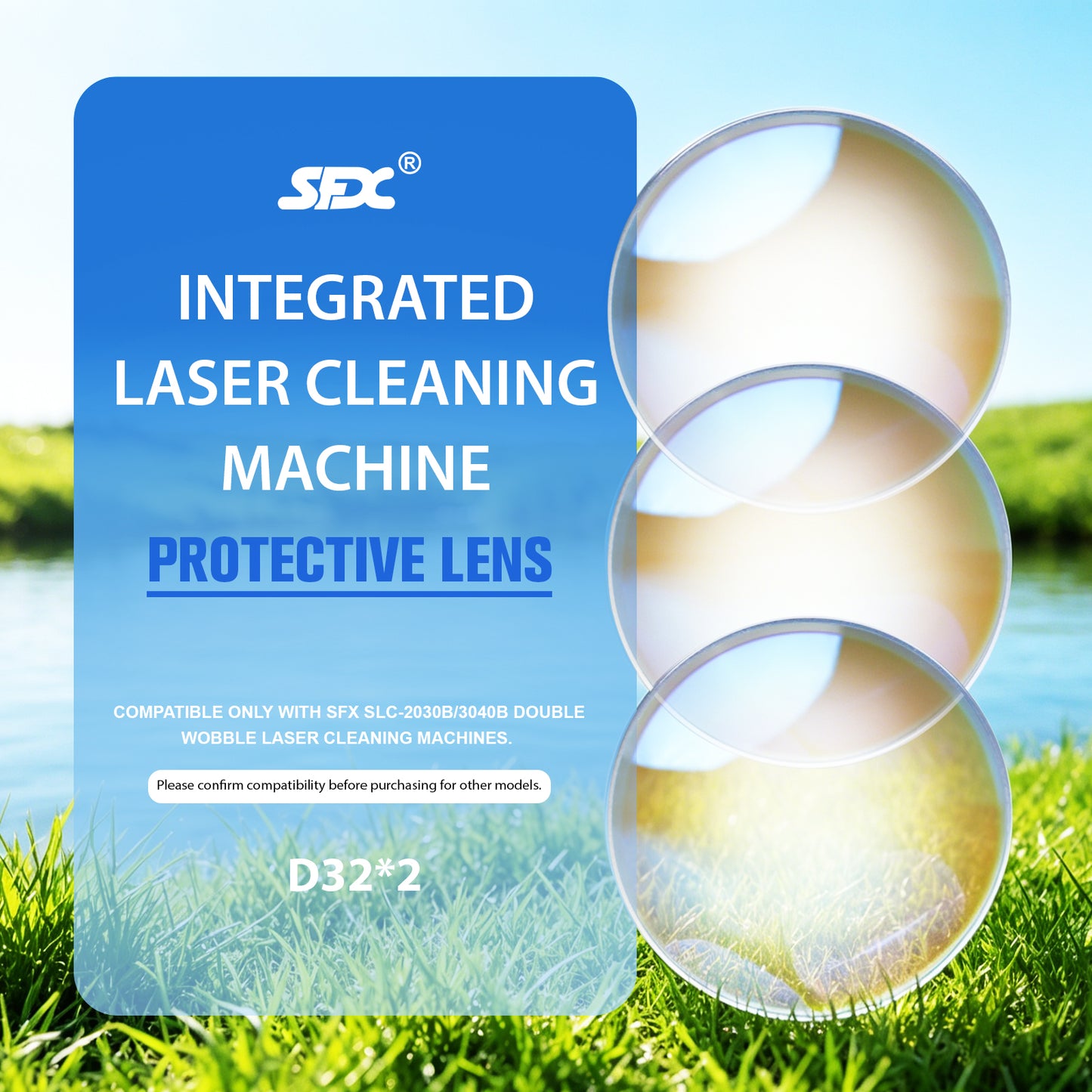 Protective Lens 3PCS/10PCS for Handheld Laser Cleaning Machine Diameter 32mm Thickness 2mm Suitable for SLC-2030B/3040B  Continuous Double-Wobble Laser Head