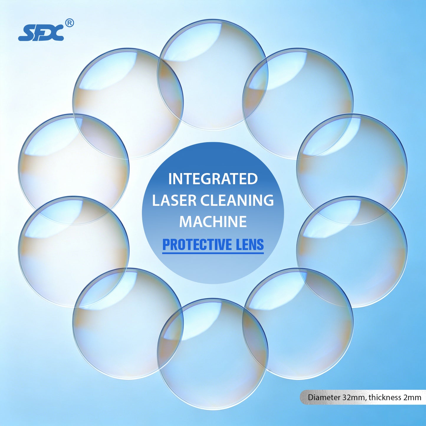 Protective Lens 3PCS/10PCS for Handheld Laser Cleaning Machine Diameter 32mm Thickness 2mm Suitable for SLC-2030B/3040B  Continuous Double-Wobble Laser Head