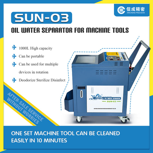SFX SUN-03 Oil Water Separator Filter Machine, 1000 L/H Large Flow Oil Skimmer for Cutting Fluid & Water-Based Coolants, Floating Suction Nozzle for CNC Machine Tools