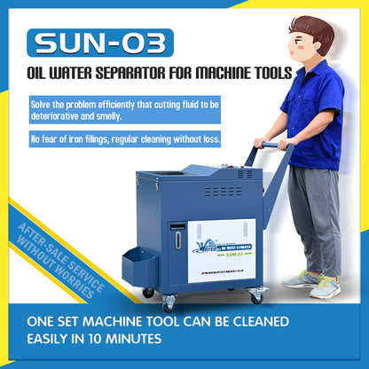 US Stock SFX SUN-03 Oil Water Separator Filter Machine, 1000 L/H Large Flow Oil Skimmer for Cutting Fluid & Water-Based Coolants, Floating Suction Nozzle for CNC Machine Tools