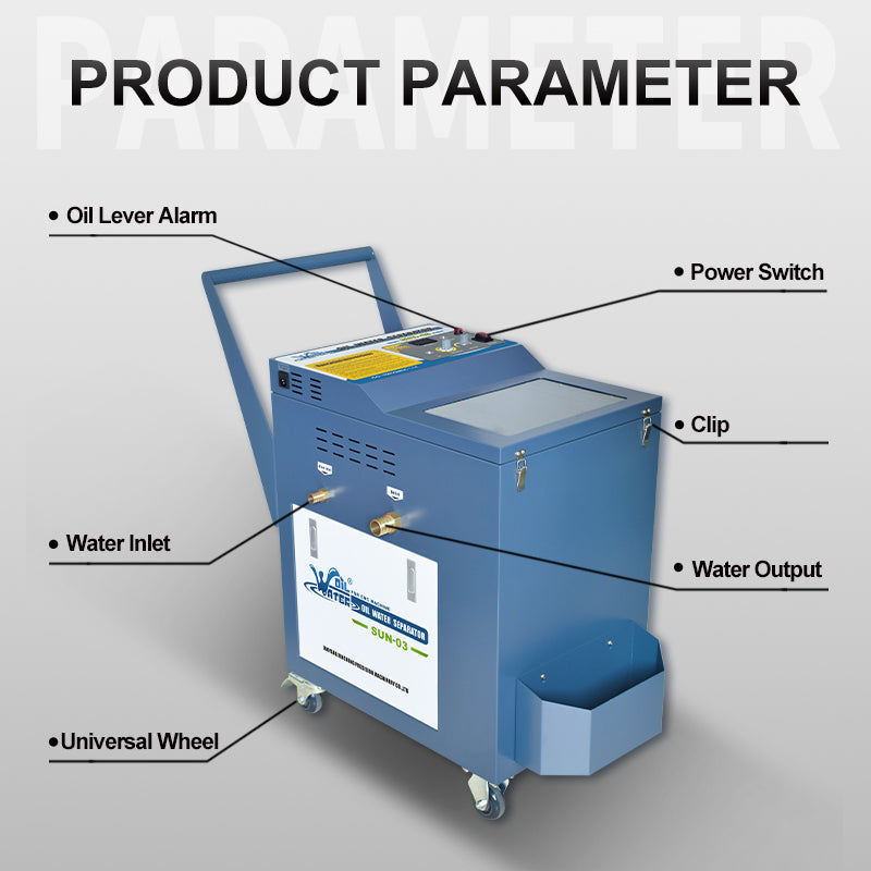 US Stock SFX SUN-03 Oil Water Separator Filter Machine, 1000 L/H Large Flow Oil Skimmer for Cutting Fluid & Water-Based Coolants, Floating Suction Nozzle for CNC Machine Tools