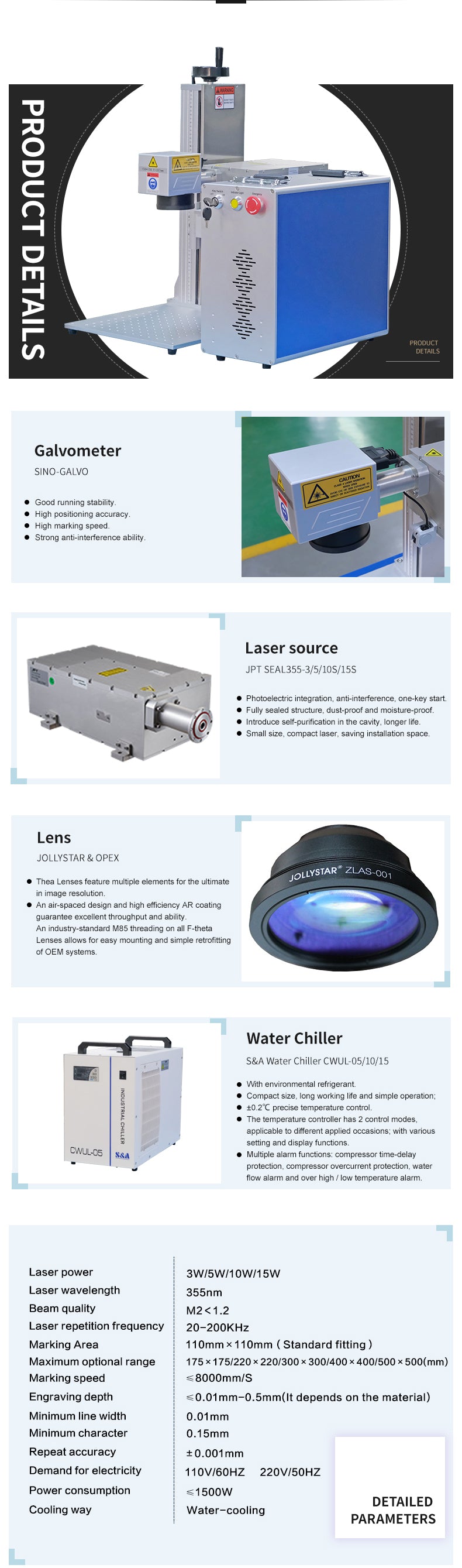 US Stock JPT MOPA Fiber Laser Engraver 3W/5W/10W/15W/UV Laser Marking Machine Engraving Machine