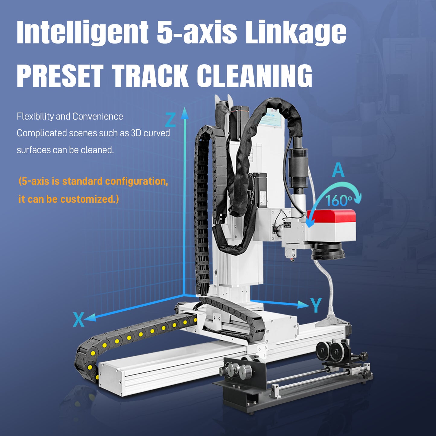 5 Axis Fiber Laser Cleaning Machine 300/500W Robot Automatic Multi mode 300*300mm Automatic fiber laser cleaner for Industrial Use Fiber Laser Metal Rust Removal Cleaning Machine