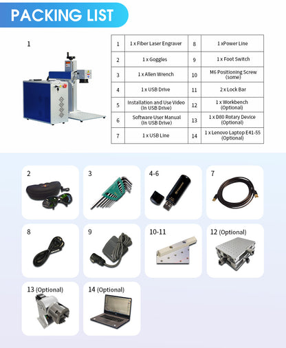 US Stock JPT MOPA E2 Fiber Laser Engraver 60W 100W 200W Fiber Laser Marking Machine Engraving  Lens