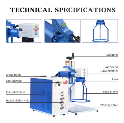 Handheld Fiber Laser Engraver 20/30/50/60W Fiber Laser Marking Machine Compitable with EZCAD2.0