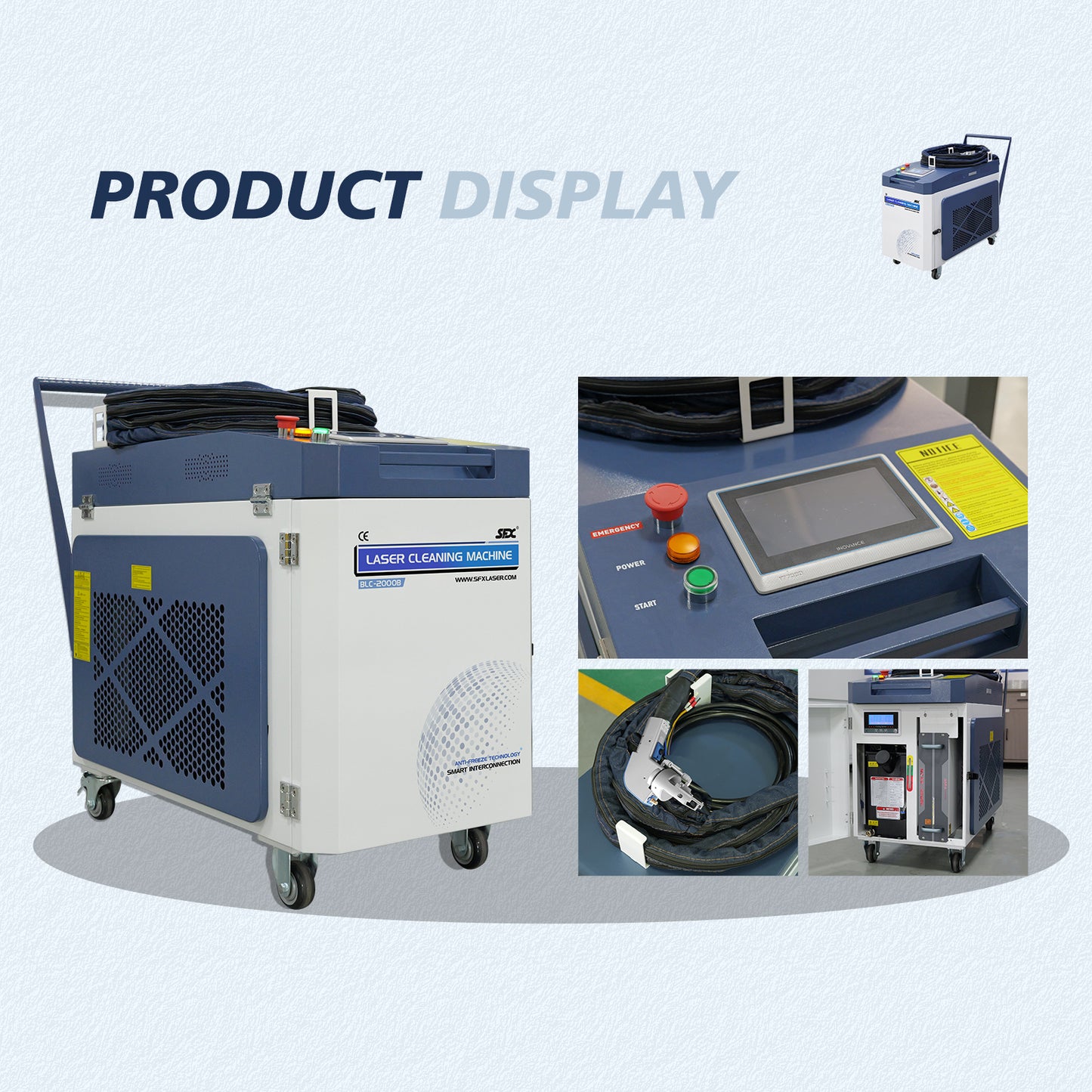 SFX Laser Cleaning Machine for Rust Removal 2000W Handheld Fiber Laser CLeaner Anti-Freeze Technology & Remote Control  for Rust Oil Paint Remover