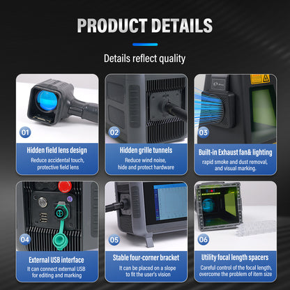 SFX Pro 20W 50W Fiber Laser Engraver Portable Handheld Laser Marking Machine Linux System 8 Core, 7-Inch Touch Screen, Dual Power, Infrared Positioning for Metal/Non-Metal Marking