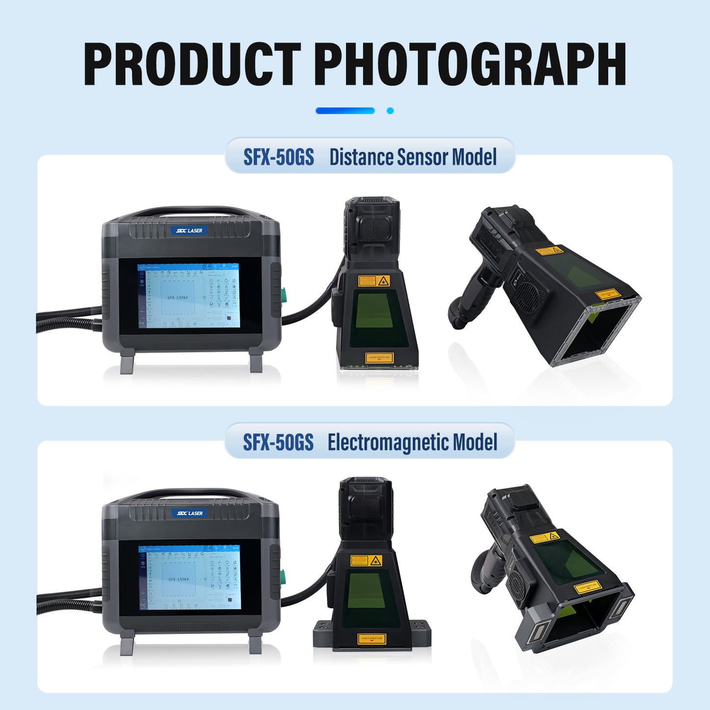 SFX Pro 20W 50W Fiber Laser Engraver Portable Handheld Laser Marking Machine Linux System 8 Core, 7-Inch Touch Screen, Dual Power, Infrared Positioning for Metal/Non-Metal Marking