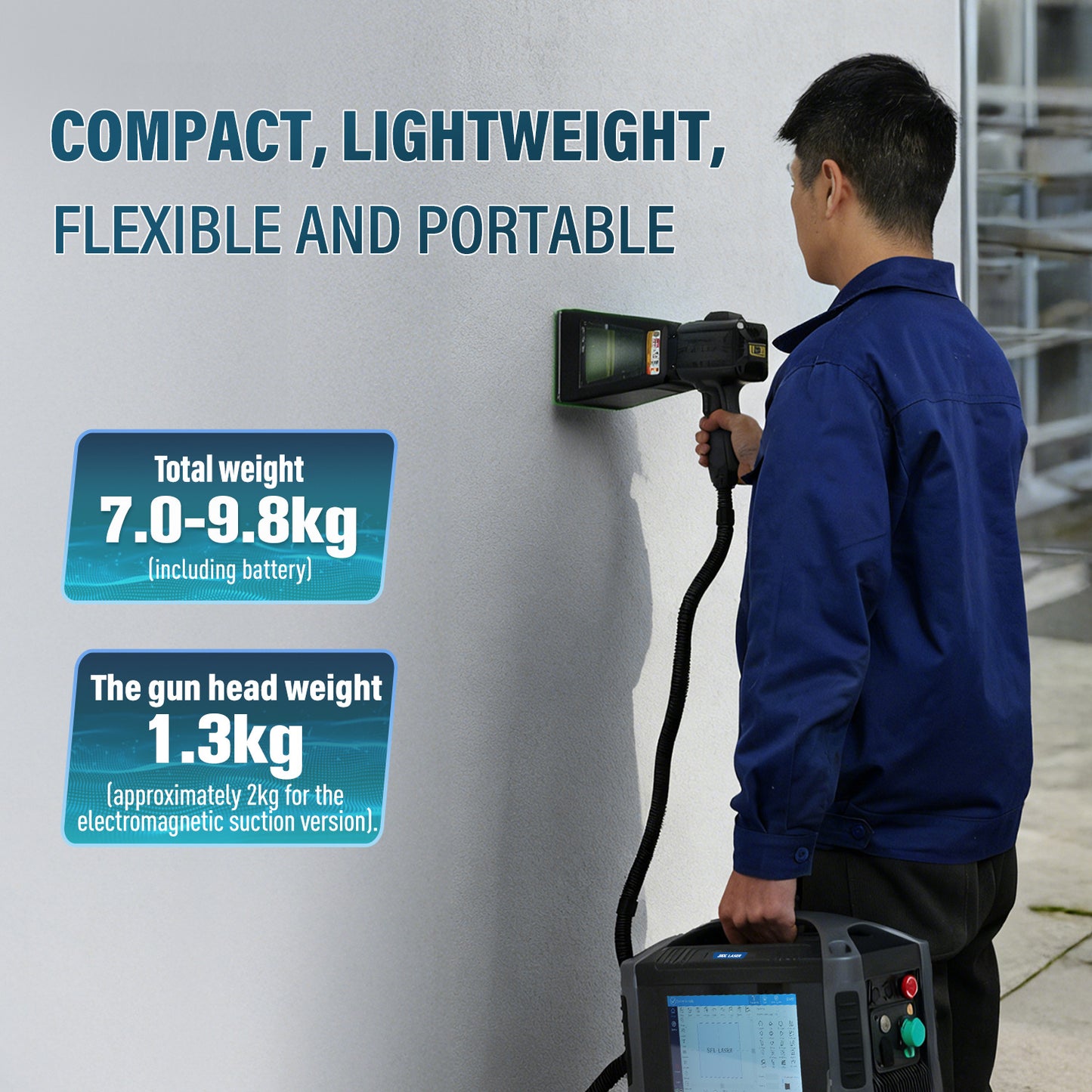 SFX Pro 20W 50W Fiber Laser Engraver Portable Handheld Laser Marking Machine Linux System 8 Core, 7-Inch Touch Screen, Dual Power, Infrared Positioning for Metal/Non-Metal Marking