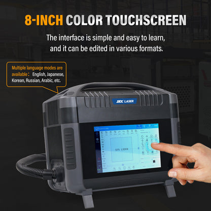 SFX Pro 20W 50W Fiber Laser Engraver Portable Handheld Laser Marking Machine Linux System 8 Core, 7-Inch Touch Screen, Dual Power, Infrared Positioning for Metal/Non-Metal Marking