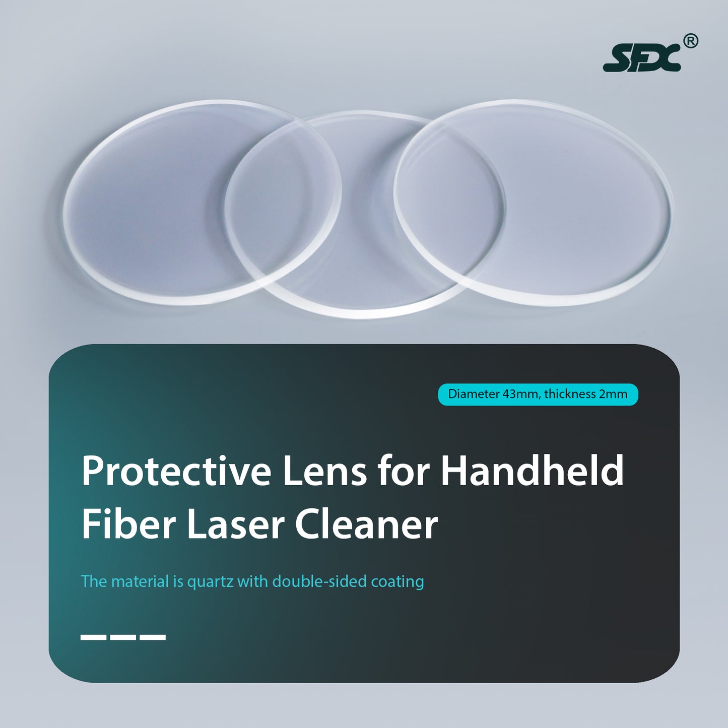 Protective Lens for  for 3000W Laser Industrial Cleaning Machine Laser Rust Removal Diameter 43mm Thickness 2mm