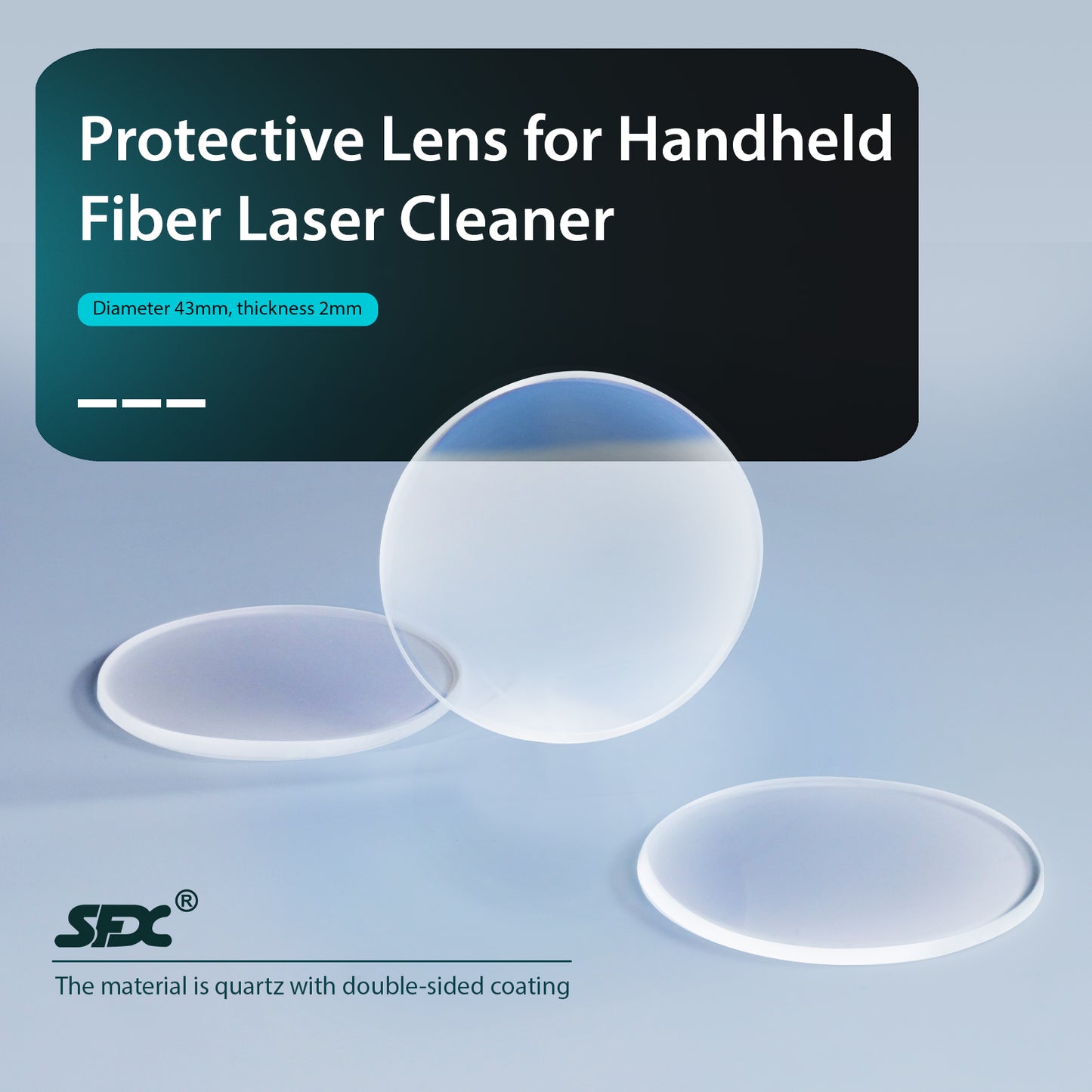 Protective Lens for  for 3000W Laser Industrial Cleaning Machine Laser Rust Removal Diameter 43mm Thickness 2mm