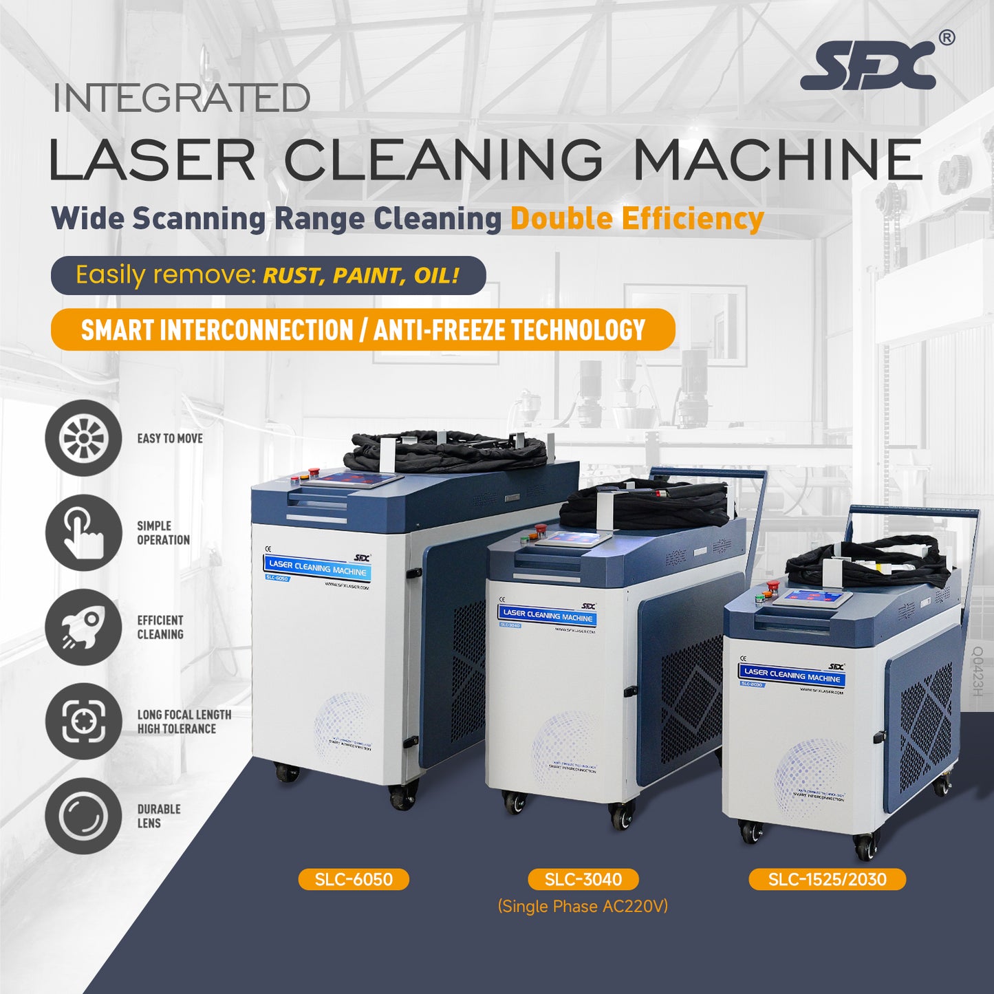 SFX Laser Rust Removal 1500W/2000W/3000/6000W Laser Cleaning Machine 500mm Cleaning Rust & Paint Removal with Smart Control & Anti-Freeze Systemfor Rust Oil Paint Remover